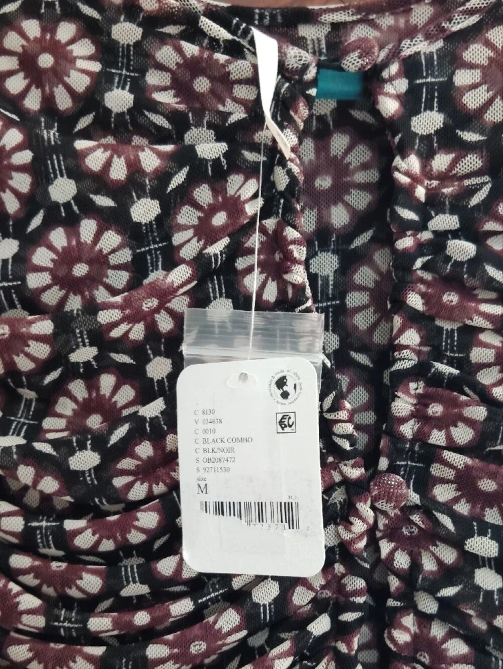 Free People Briella Midi Dress - Black with Cream Print (Flaw) - Picture 5 of 6
